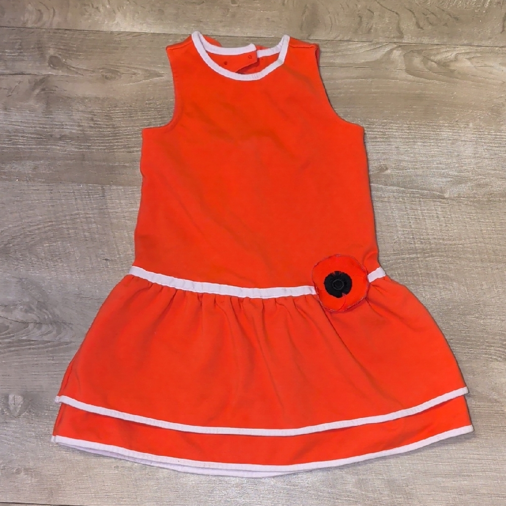 Jack Spade Vibrant Orange Kids Dress with Floral Detail